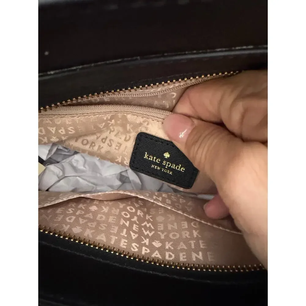 Kate Spade Crossbody Bag Black Ivory Laurel Way Reese Satchel Leather